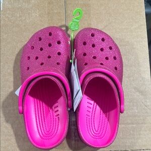 NWT CROCS Pink sparkle Clogs with Ventilation Holes and Adjustable Heel Strap